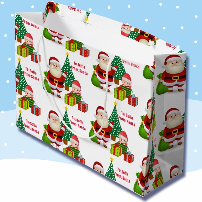 Bolsa De Regalo Grande De Santa Claus Personalize Name Elf (Subido por el creador)