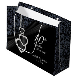Bolsa De Regalo Grande Décimo aniversario negro y blanco - grande