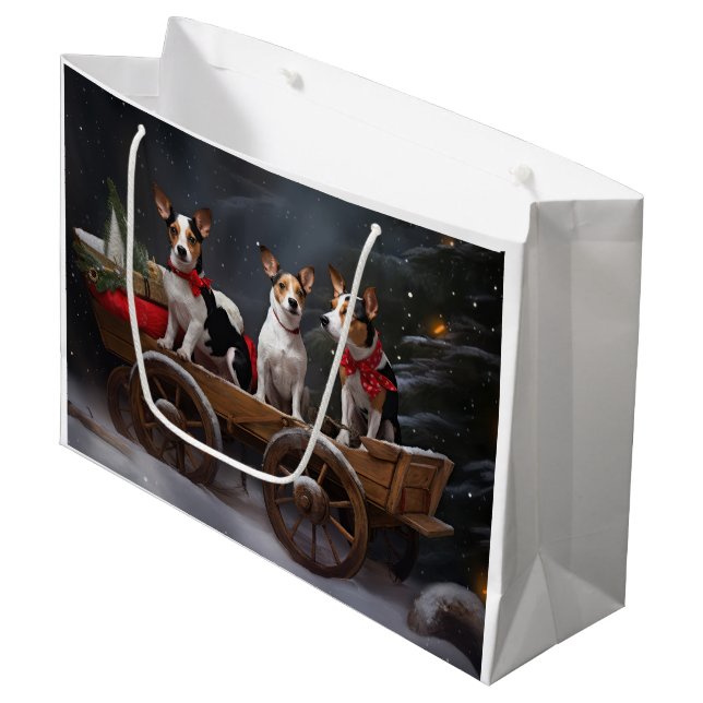 Bolsa De Regalo Grande Decoración de los Navidades de Rat Terrier Snowy S (Angulo Anverso)