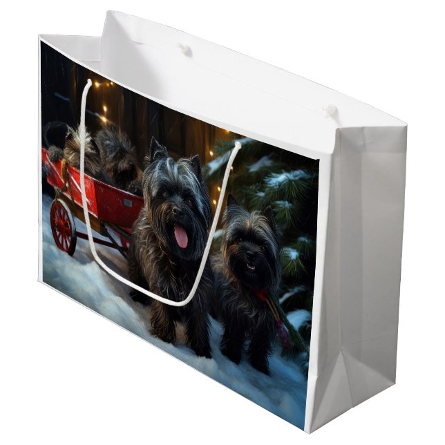Bolsa De Regalo Grande Decoración de los Navidades del Affenpinscher Snow (Angulo Anverso)