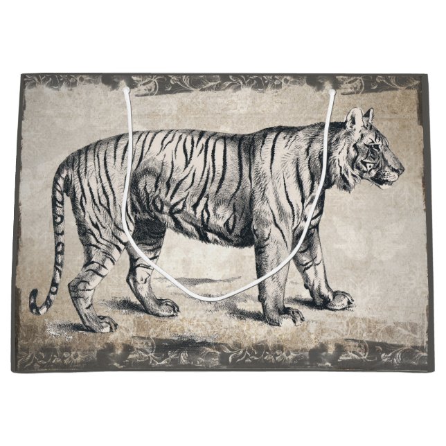 Bolsa De Regalo Grande Decoración de tigres de vida silvestre (Anverso)
