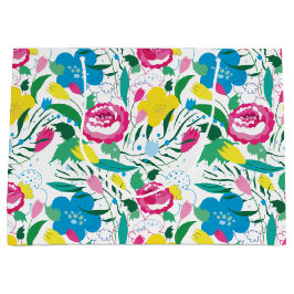 Bolsa De Regalo Grande Decoración floral con ramo de colores.