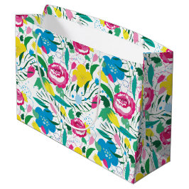 Bolsa De Regalo Grande Decoración floral con ramo de colores.