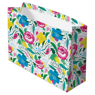 Bolsa De Regalo Grande Decoración floral con ramo de colores.