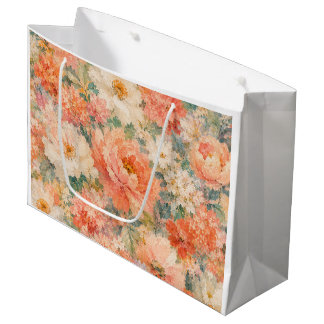 Bolsa De Regalo Grande decoración floral Coral Melocotón Romántico Florac
