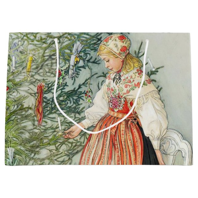 Bolsa De Regalo Grande Decorando el árbol de Navidad - Carl Larsson (Anverso)
