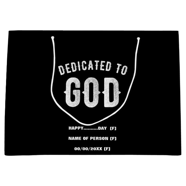 BOLSA DE REGALO GRANDE DEDICADO A DIOS PERSONALIZABLE GUAY TEXTO BLANCO (Anverso)