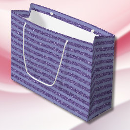 Bolsa De Regalo Grande Deep Amethyst Glitter Style Horizontal Stripes 