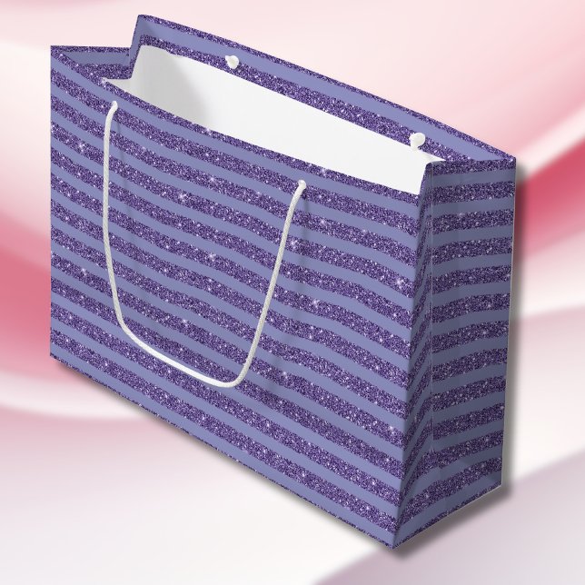 Bolsa De Regalo Grande Deep Amethyst Glitter Style Horizontal Stripes  (Subido por el creador)