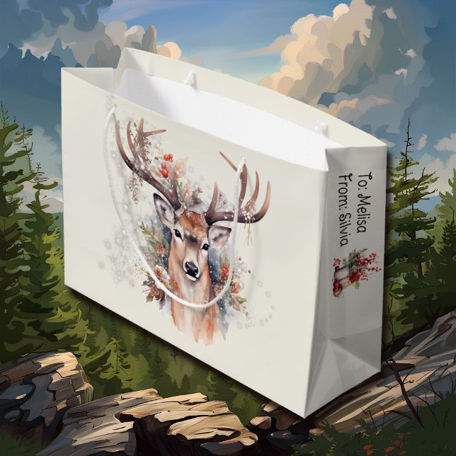 Bolsa De Regalo Grande Deer de Woodland Agregar nombres Navidades Dos esc (Subido por el creador)