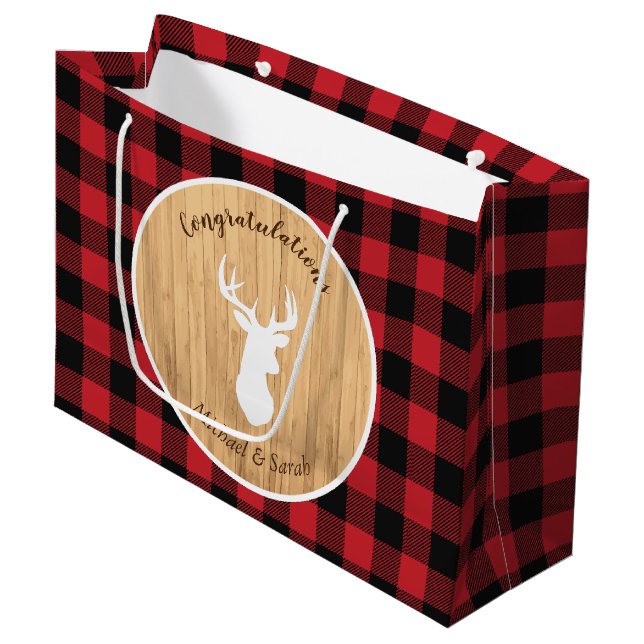 Bolsa De Regalo Grande Deer Hunting Lodge Baby Shower Antlers (Angulo Anverso)