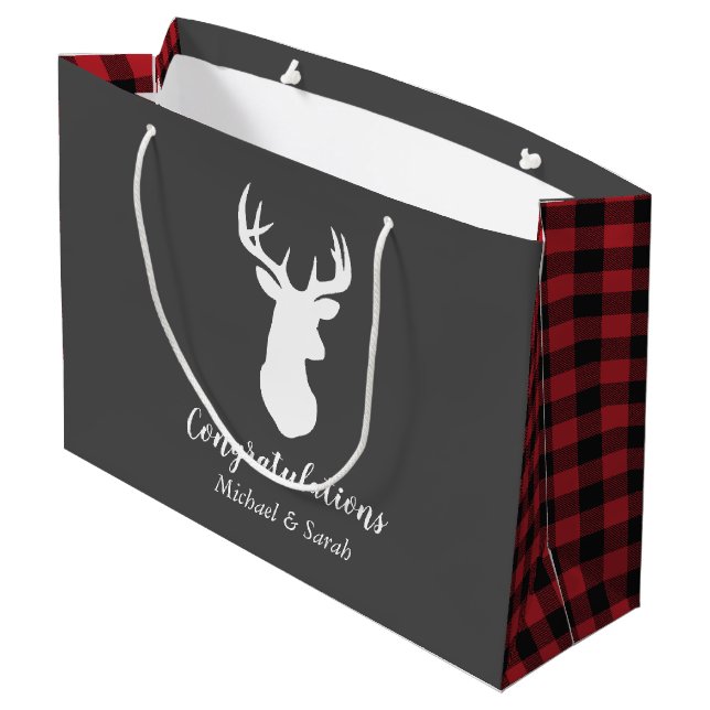 Bolsa De Regalo Grande Deer Hunting Lodge Baby Shower Antlers (Angulo reverso)