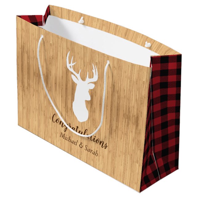 Bolsa De Regalo Grande Deer Hunting Lodge Baby Shower Antlers (Angulo reverso)