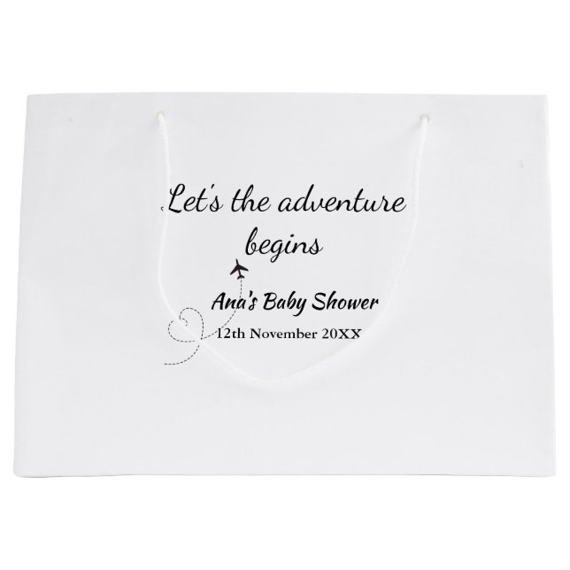Bolsa De Regalo Grande deja que la aventura empiece baby ducha agregar el (Anverso)