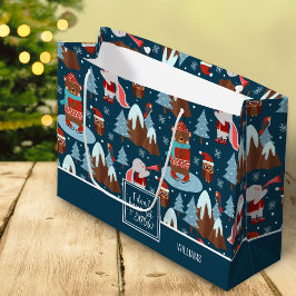 Bolsa De Regalo Grande Dejar que nieve cueste nombre animal Navidades azu