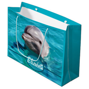 Bolsa De Regalo Grande Delfín en foto del agua azul
