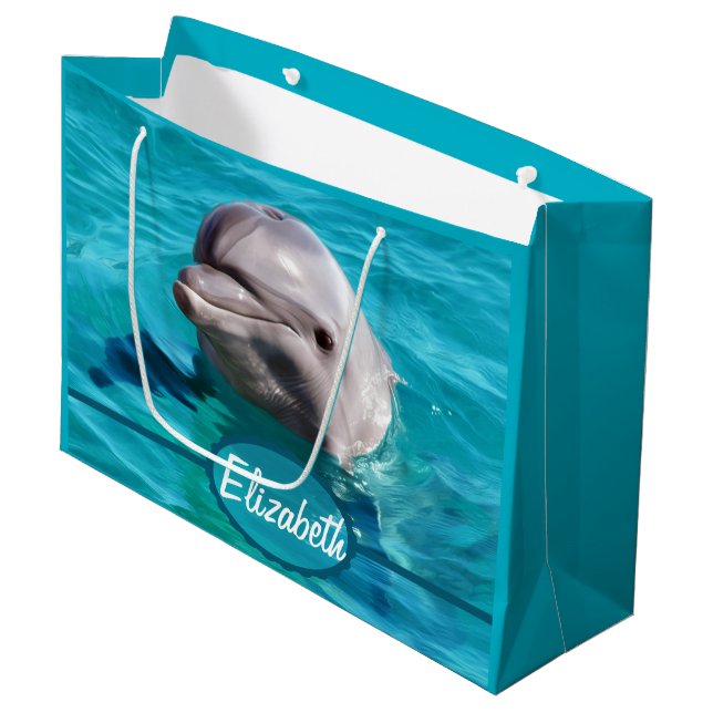 Bolsa De Regalo Grande Delfín en foto del agua azul (Angulo Anverso)