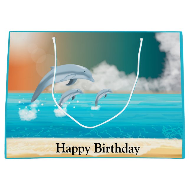 Bolsa De Regalo Grande delfines saltando en el océano (Anverso)