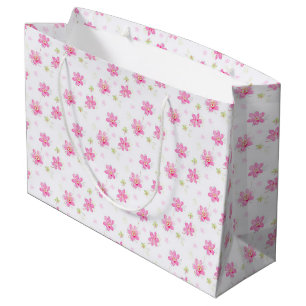 Bolsa De Regalo Grande Delicadas flores rosadas