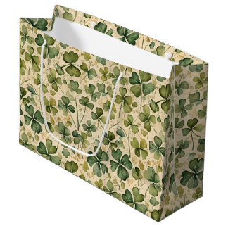 Bolsa De Regalo Grande Delicate Green Shamrocks Seamless