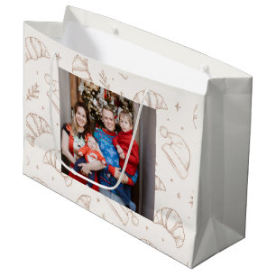 Bolsa De Regalo Grande Delicioso patrón de croissant de panadería navideñ