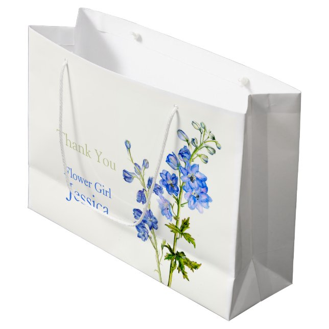 Bolsa De Regalo Grande Delphinium boda flor azul chica de regalo (Angulo Anverso)