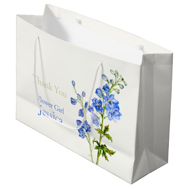 Bolsa De Regalo Grande Delphinium boda flor azul chica de regalo (Angulo Anverso)
