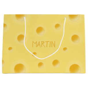 Bolsa De Regalo Grande ¡Demasiado Queso! Queso Suizo Grande Personalizado
