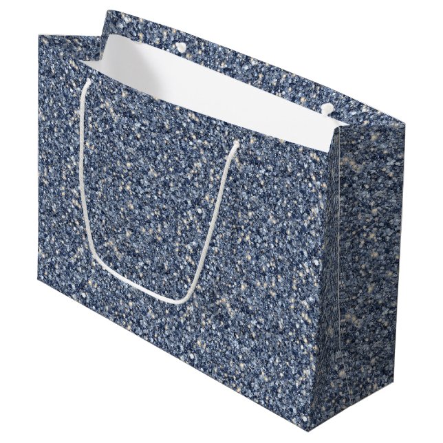 Bolsa De Regalo Grande Denim Blue Glitter Birthday (Angulo Anverso)