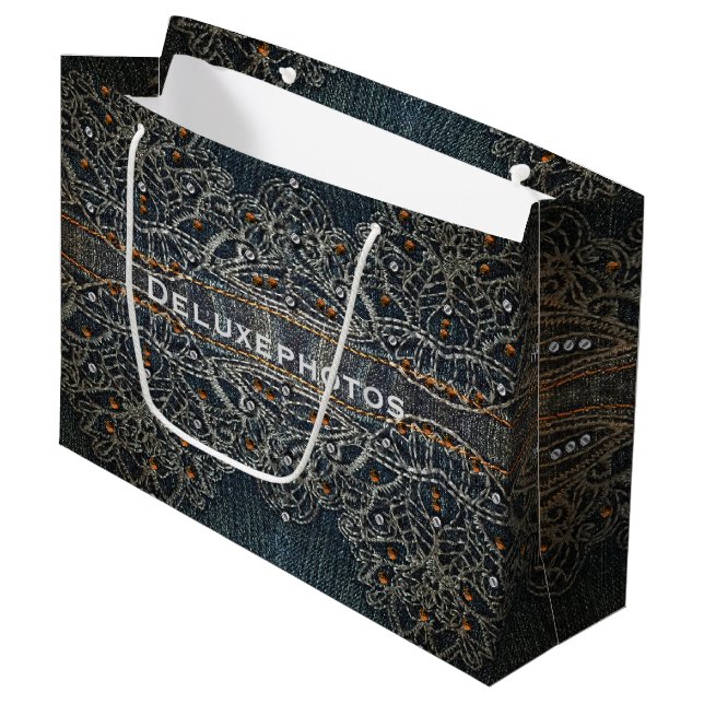 Bolsa De Regalo Grande Denim Gems (Angulo Anverso)
