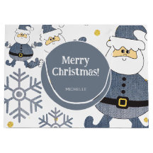 Denim Navidad Santa Azul Dorado Personalizado