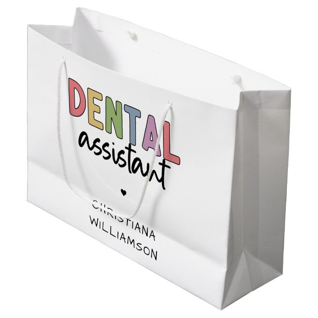 Bolsa De Regalo Grande Dental Assistant de nombre personalizado (Angulo Anverso)