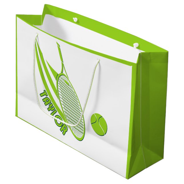 Bolsa De Regalo Grande Deportes personalizados con nombre Tenis (Angulo Anverso)