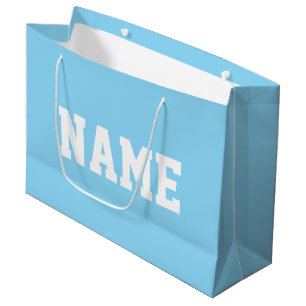 Bolsa De Regalo Grande Deportivo TU NOMBRE Texto Blanco Sobre Azul Bebé C