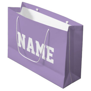 Bolsa De Regalo Grande Deportivo TU NOMBRE Texto Blanco Sobre Morado Clar