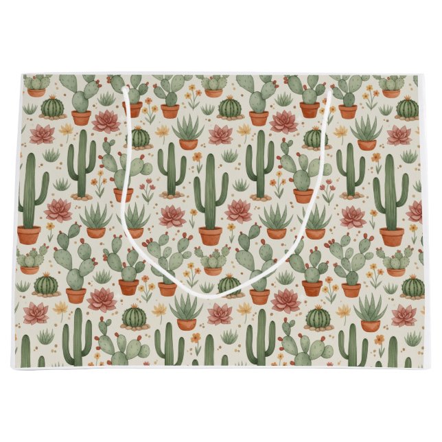 Bolsa De Regalo Grande Desert Cacti Succulent Seamless Pattern (Anverso)