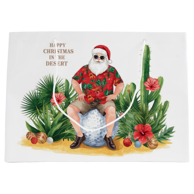 Bolsa De Regalo Grande Desert Christmas with Cactus Santa Claus  (Anverso)