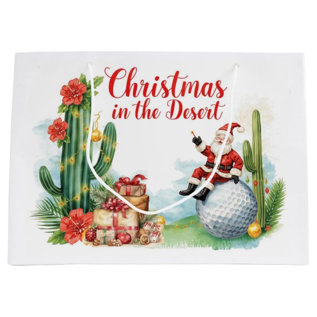 Bolsa De Regalo Grande Desert Christmas with Cactus Santa Claus  (Anverso)