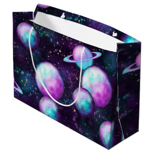Bolsa De Regalo Grande Deslumbramiento del sistema solar   Planeta rosa m