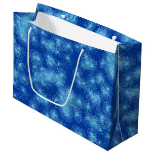 Bolsa De Regalo Grande Destellos de estrellas de cristales de hielo - azu