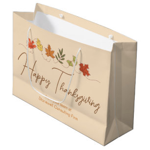 Bolsa De Regalo Grande Día de Acción de Gracias Feliz y Lindo Hojas Empre
