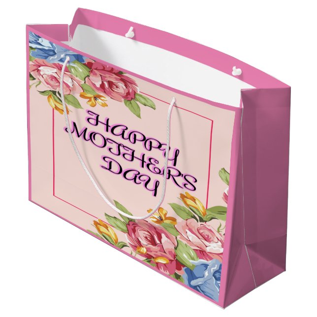 Bolsa De Regalo Grande Día de la Madre con elegancia floral (Angulo reverso)