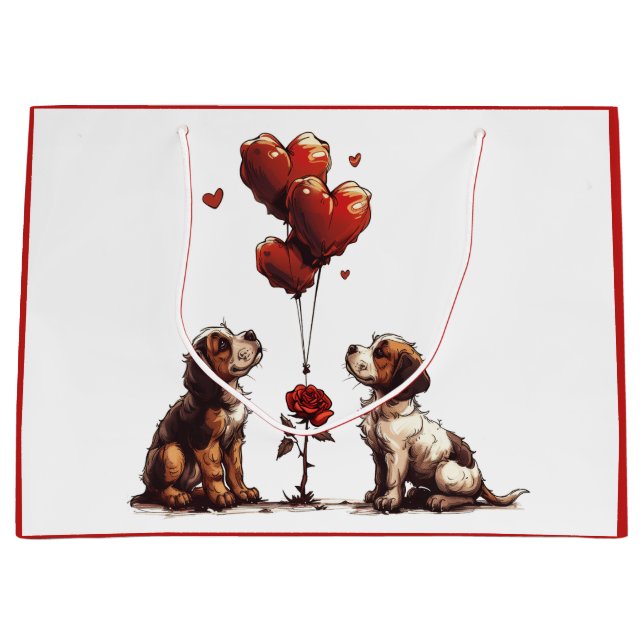 Bolsa De Regalo Grande Día de San Valentín Beagle Dogs (Anverso)