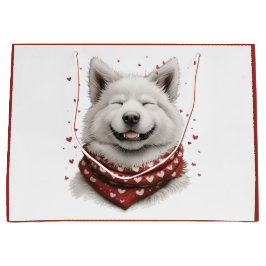 Bolsa De Regalo Grande Día de San Valentín Perro Samoyedo
