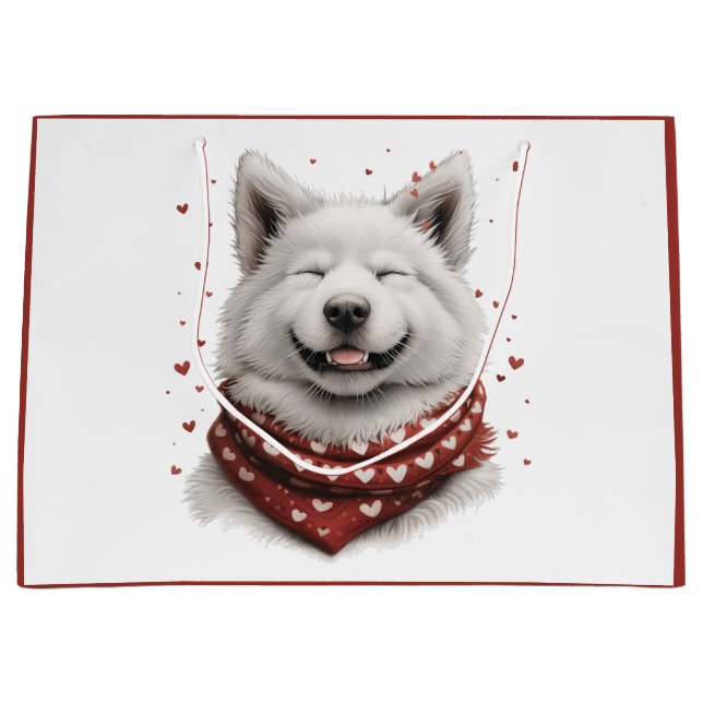 Bolsa De Regalo Grande Día de San Valentín Perro Samoyedo (Anverso)