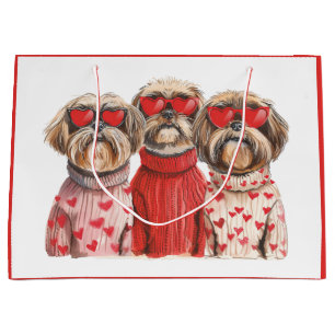 Bolsa De Regalo Grande Día de San Valentín perros Shih Tzu