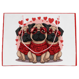 Bolsa De Regalo Grande Día de San Valentín Pug Dogs