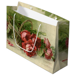 Bolsa De Regalo Grande Día de San Valentín Vintage Amor, Rosas Rojas Carm