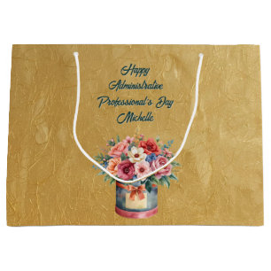 Bolsa De Regalo Grande Día del Profesional Administrativo Elegante de Oro