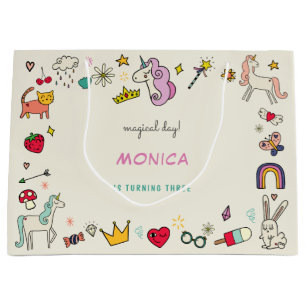 Bolsa De Regalo Grande Día mágico gatos conejos unicornios niños cumpleañ